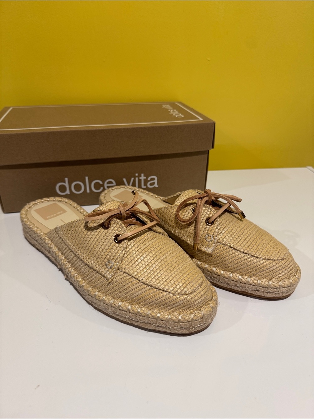 Dolce Vita Beige Woven Espadrille Slip-On Loafers